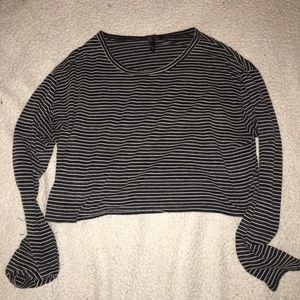 cropped black and white striped long sleeve